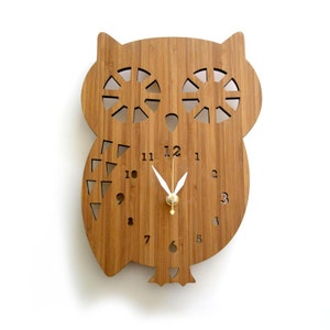 Owl wall clock, Nursery Decor, Spirit Animal, Baby Shower Gift, Kids Room Decor, Unique wall clock image 1