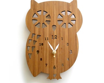 Bamboo Owl Wall Clock: Eco-Friendly Nursery Decor