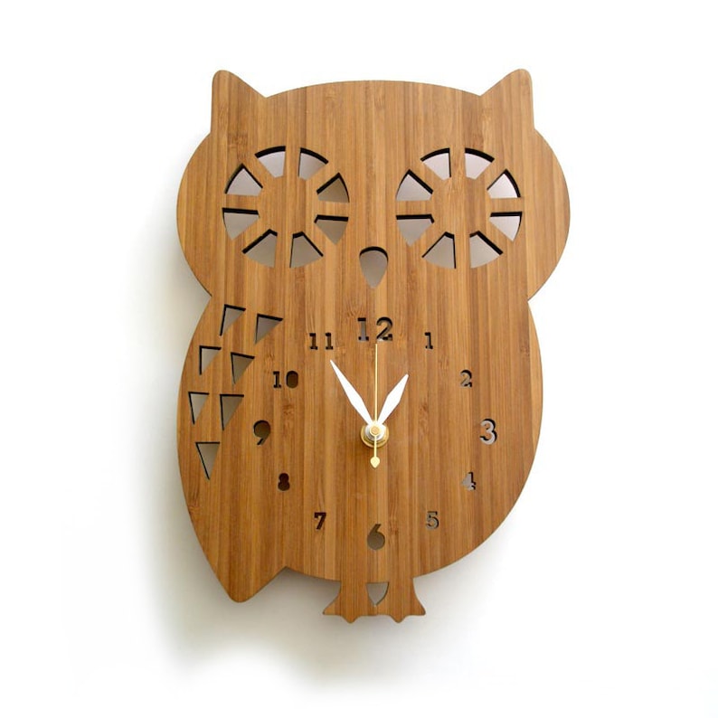 Owl wall clock Nursery Decor Spirit Animal Baby Shower image 1