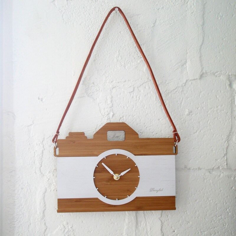 Camera Clock With Leather Strap Wall Hanging Clock Etsy UK