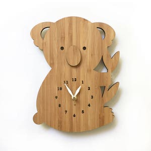 Koala Bear Wall Clock With Numbers, Wood Clock for Nursery or Children's rooms image 2