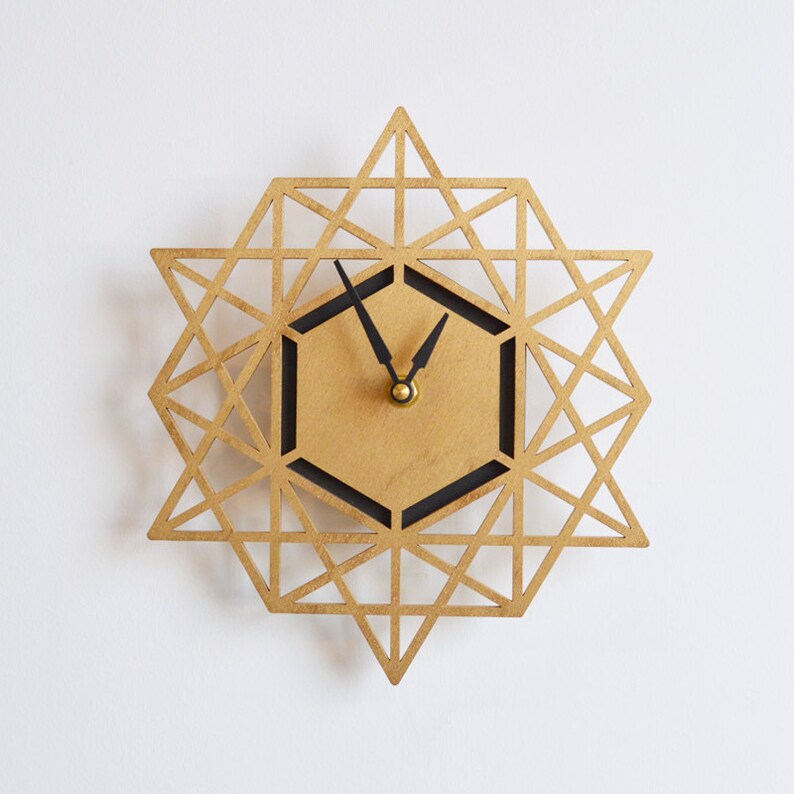 Modern Geometric Wall Clock Two Tone Colorful Clock Etsy