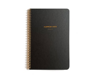Password Book, Internet Address Notebook, Password Logbook, Black and Gold