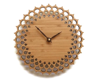 Simple Modern Wooden Wall clock 8 inches, Intricate pattern
