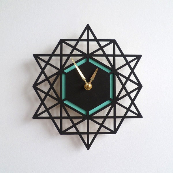 Modern Geometric Wall Clock Two Tone Colorful Clock