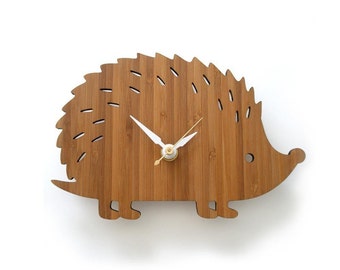 Wooden Hedgehog Clock, Modern Baby Wall Clock