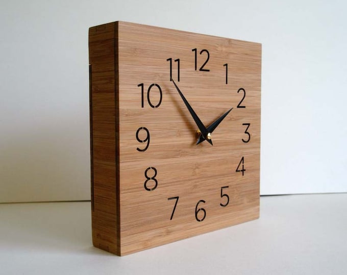 Modern Clock Wooden Box Wall or Desktop Clock Simple Etsy