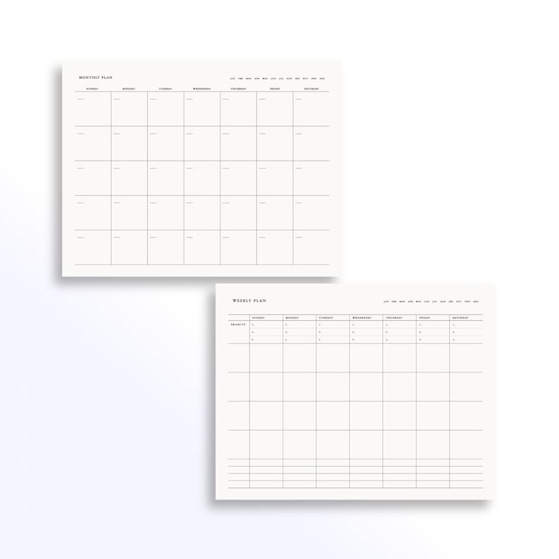 Monthly Weekly Planner, 6 Months, Undated, Calendar Task and To-Do List Planner, 8.5x11 size, Gold Spiral Bound image 3