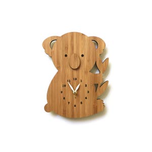 Koala Bear Wall Clock With Numbers, Wood Clock for Nursery or Children's rooms image 1