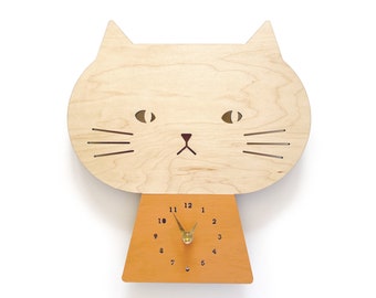 Kawaii Kitty Wall Clock, housewarming, birthday, baby shower, Kid's Room, Nursery Decor