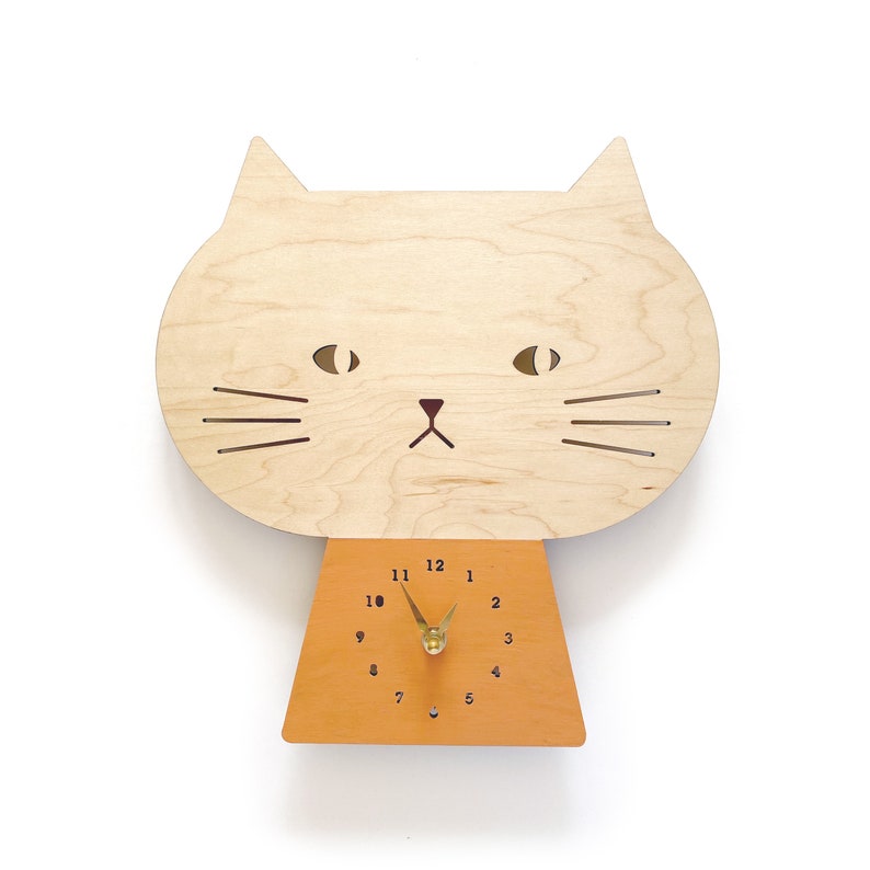 Kawaii Kitty Wall Clock, housewarming, birthday, baby shower, Kid's Room, Nursery Decor image 1