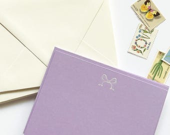 Ribbon Flat Note Cards A2 size Set of 6, Foil Stamped