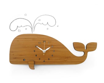 Modern Wall Clock whale bamboo