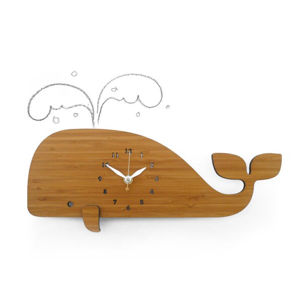 Modern Wall Clock whale bamboo