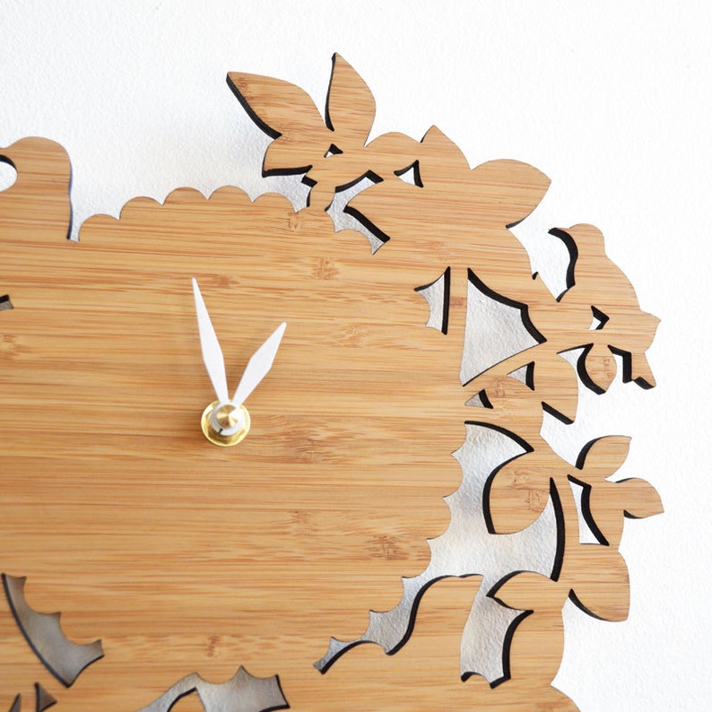 Decorative birds wall clock intricate laser cut elegant wall decor image 2