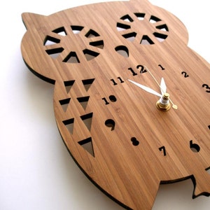 Owl wall clock, Nursery Decor, Spirit Animal, Baby Shower Gift, Kids Room Decor, Unique wall clock image 2