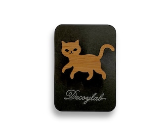 Cat Brooch Bamboo Pin