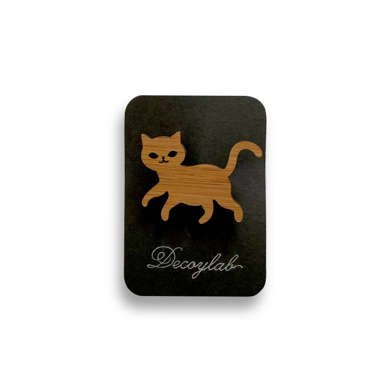 Cat Brooch Bamboo Pin image 1