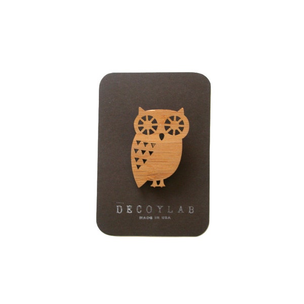 Owl Pin Animal Brooch Bamboo