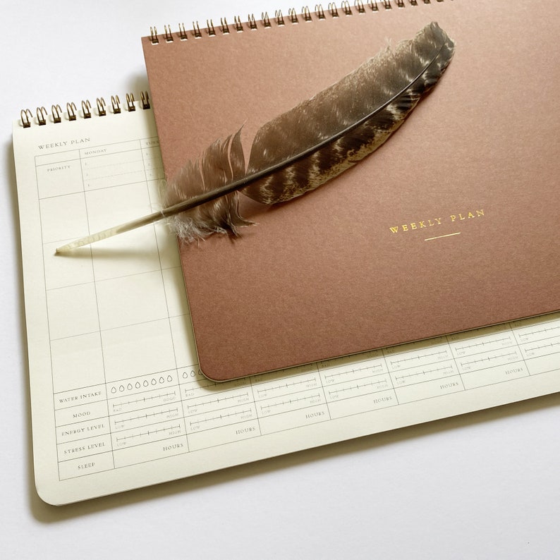 Weekly Planner, 6 Months, Undated Sheets, Calendar Task and To-Do List Planner, 8.5x11 size, Gold Spiral Bound 