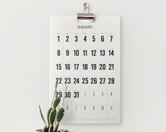 Calendrier mural 2024, 11 x 17, grandes dates, design minimaliste