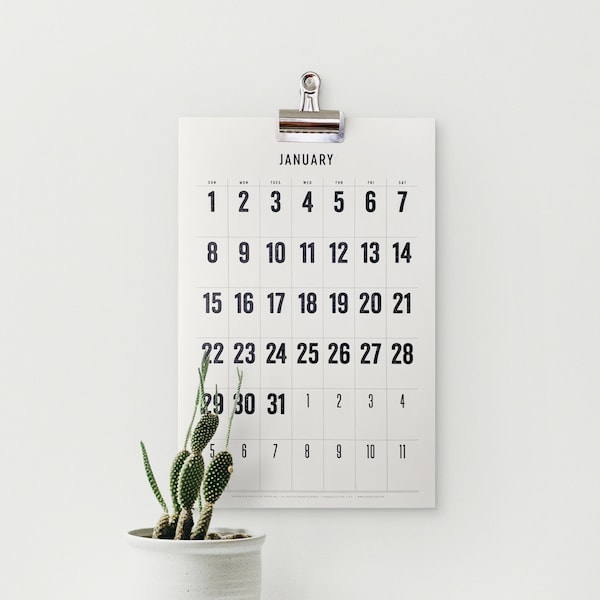 2024 Wall Calendar, 11x17,  Large dates, Minimal Design
