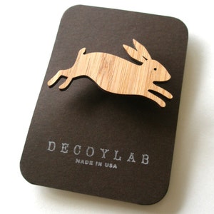 Rabbit Pin Animal Brooch Bamboo image 3