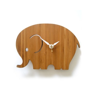 Home Decor, Small Elephant Wall Clock, Modern Nursery Decor, Good Luck, Kids Room image 1