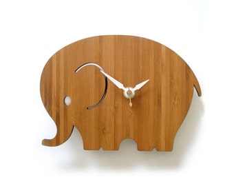 Home Decor, Small Elephant Wall Clock, Modern Nursery Decor, Good Luck, Kids Room