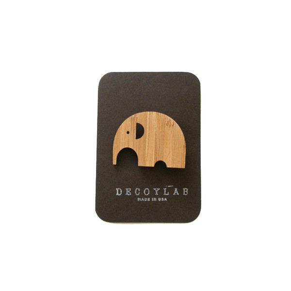 Elephant Pin Animal Cute Brooch Bamboo