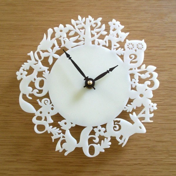 Modern Wall Clock - It's My Forest - Ivory Acrylic