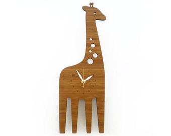 Horloge murale girafe - horloge animal - horloge murale pour enfants - horloge décorative - thème safari - art mural