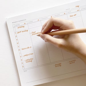 Planejador semanal, destacável, 50 folhas, bloco de notas, agenda, sem data, tamanho carta 8,5x11