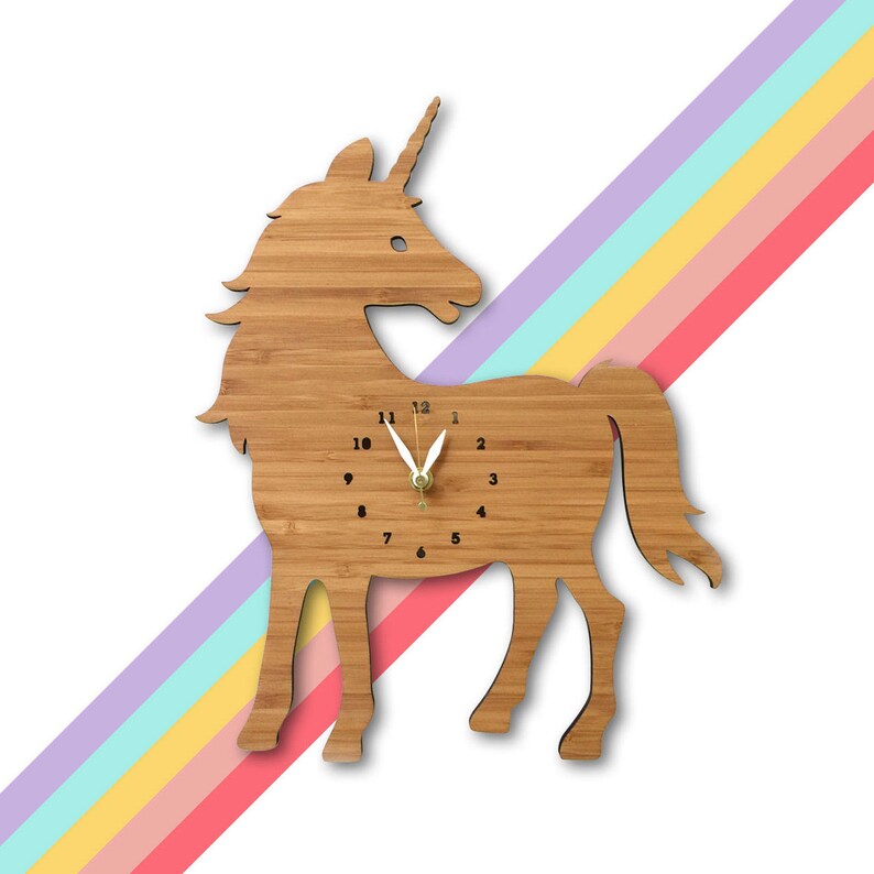 Unicorn Wall Clock With Numbers Nursery Kids Room Decor Etsy