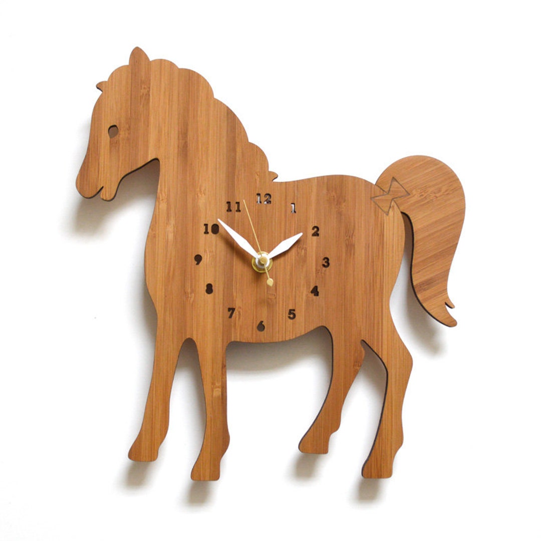 Horse Wall Clock, Wooden Clock, Kids Room, Farm Theme Etsy