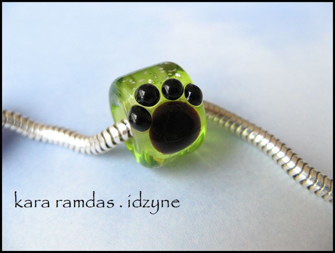 Pet Memorial Bead Paw Print Bead Big Hole Bead BHB Handmade Etsy