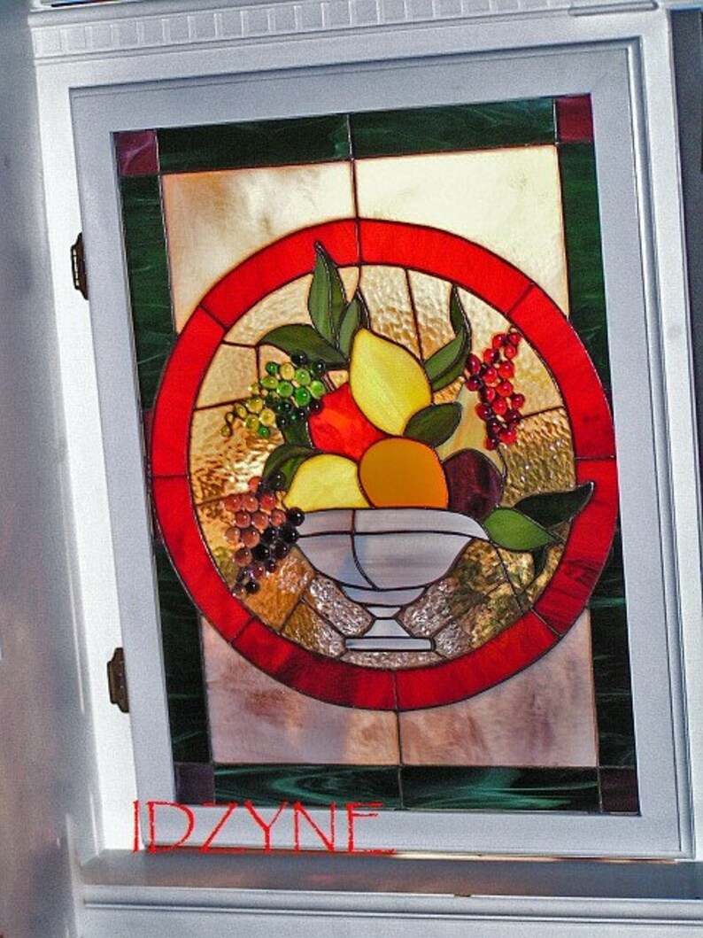 Stained Glass Art Panel Fruit Bowl Etsy