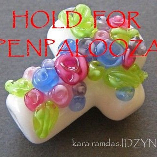 Floral Cross Lampwork Bead