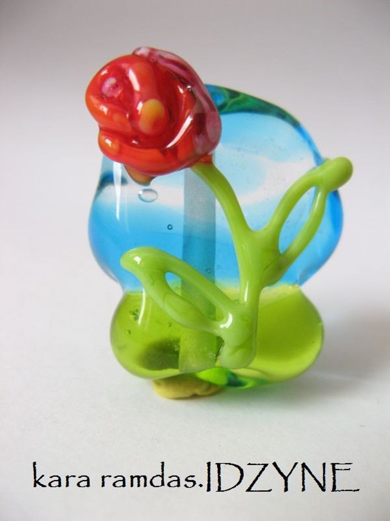 The First Rose of Summer Lampwork Focal Bead