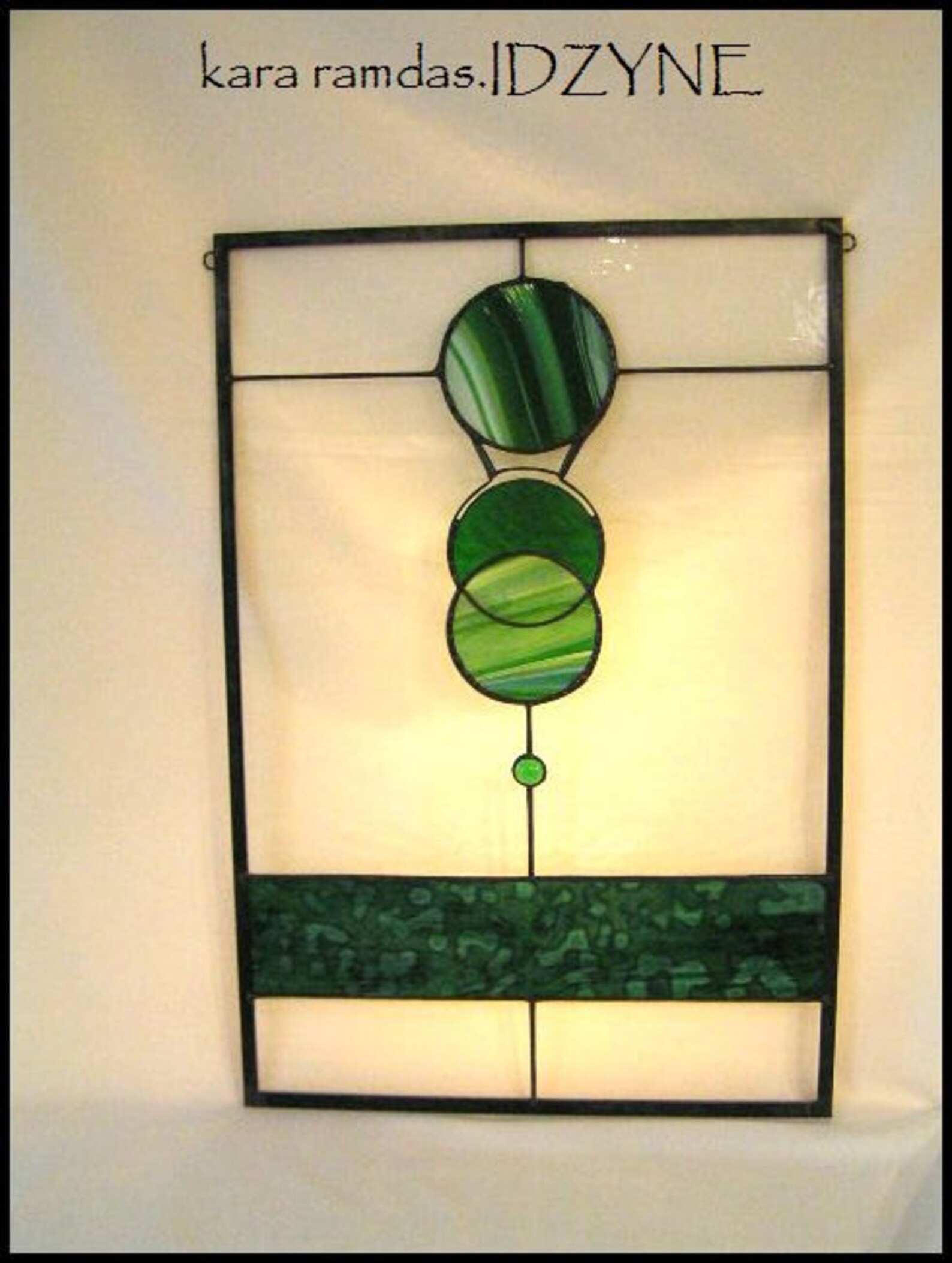 Stained Glass Art Panel in Greens Etsy