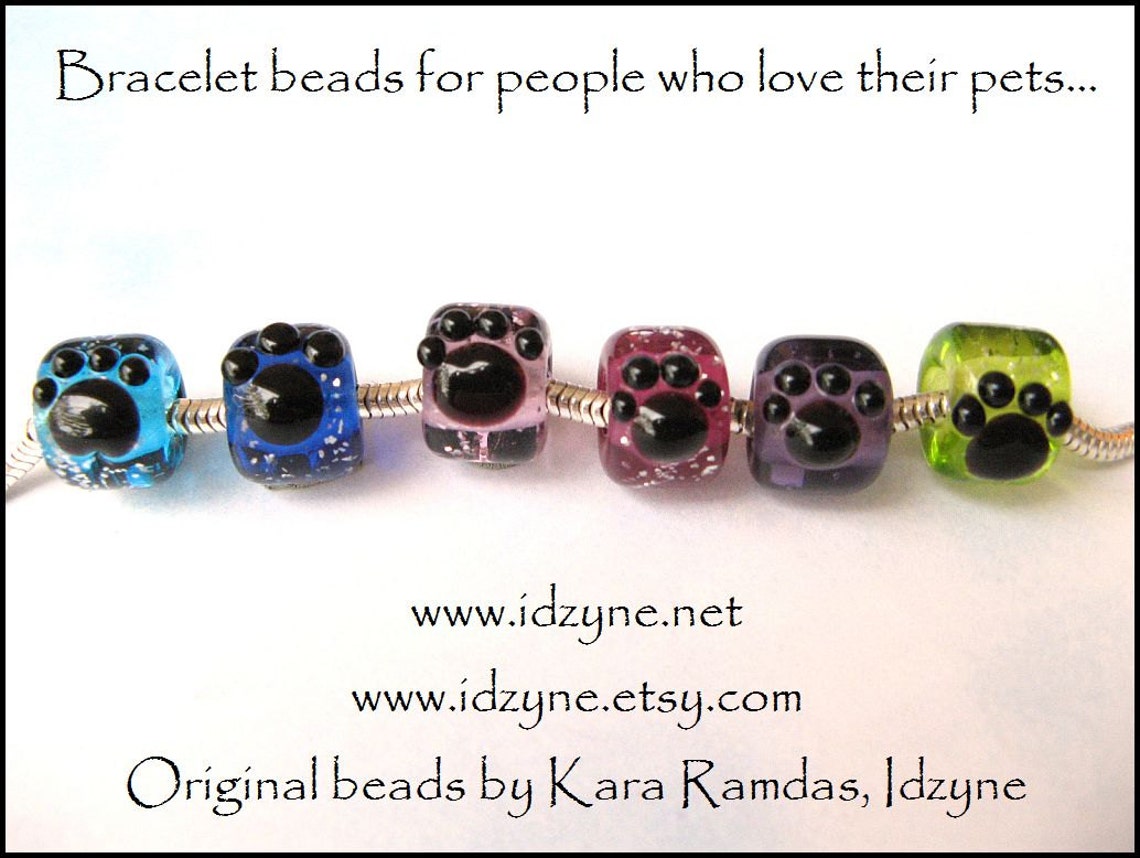 Pet Memorial Bead Paw Print Bead Big Hole Bead BHB Handmade Etsy