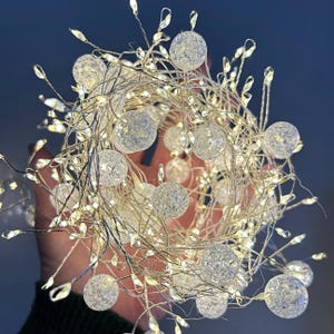 Frosted Crystal Ball Fairy Lights: 15ft Plug-In String Lights, Warm White Glow
