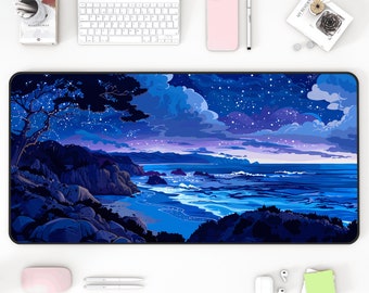 Ocean Starry Night Desk Mat: Extended Gaming Mousepad