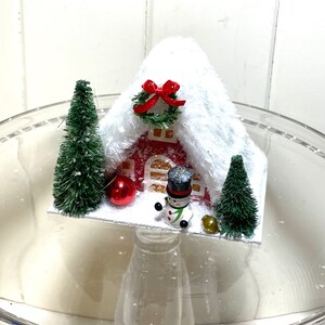 Red Putz House Christmas Decor Mica Mercury Glass Vintage Snowman image 1