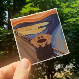 Sock Monkey Scream -vinyl waterproof sticker, laptop, Edvard Munch parody