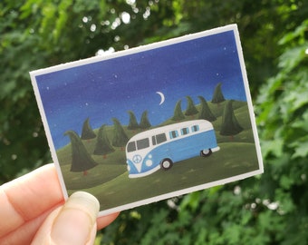 VW Bus -vinyl waterproof sticker, peace, hippie, van life