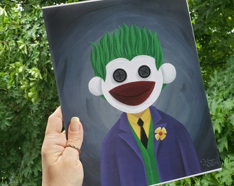 Sock Monkey Joker -8.5" x 11" art print