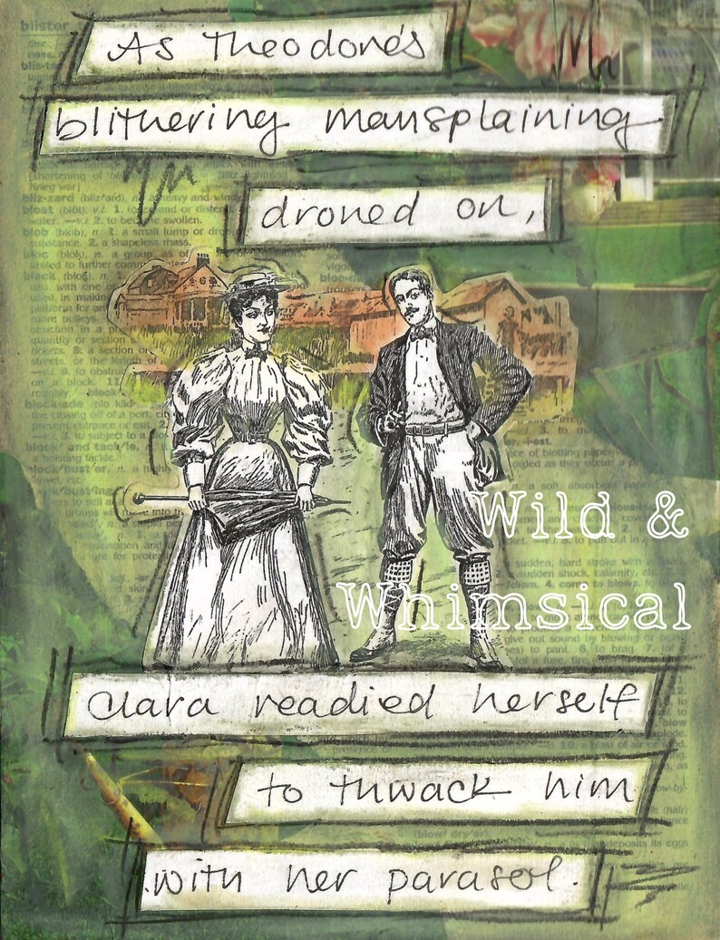 Postcard Therapy Almost Equal Pay Edition 5 postcard set, collage art mansplaining, patriarchy image 2