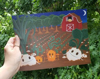 Midnight in the Atomic Garden -8.5"x 11" art print, farm, kitchen