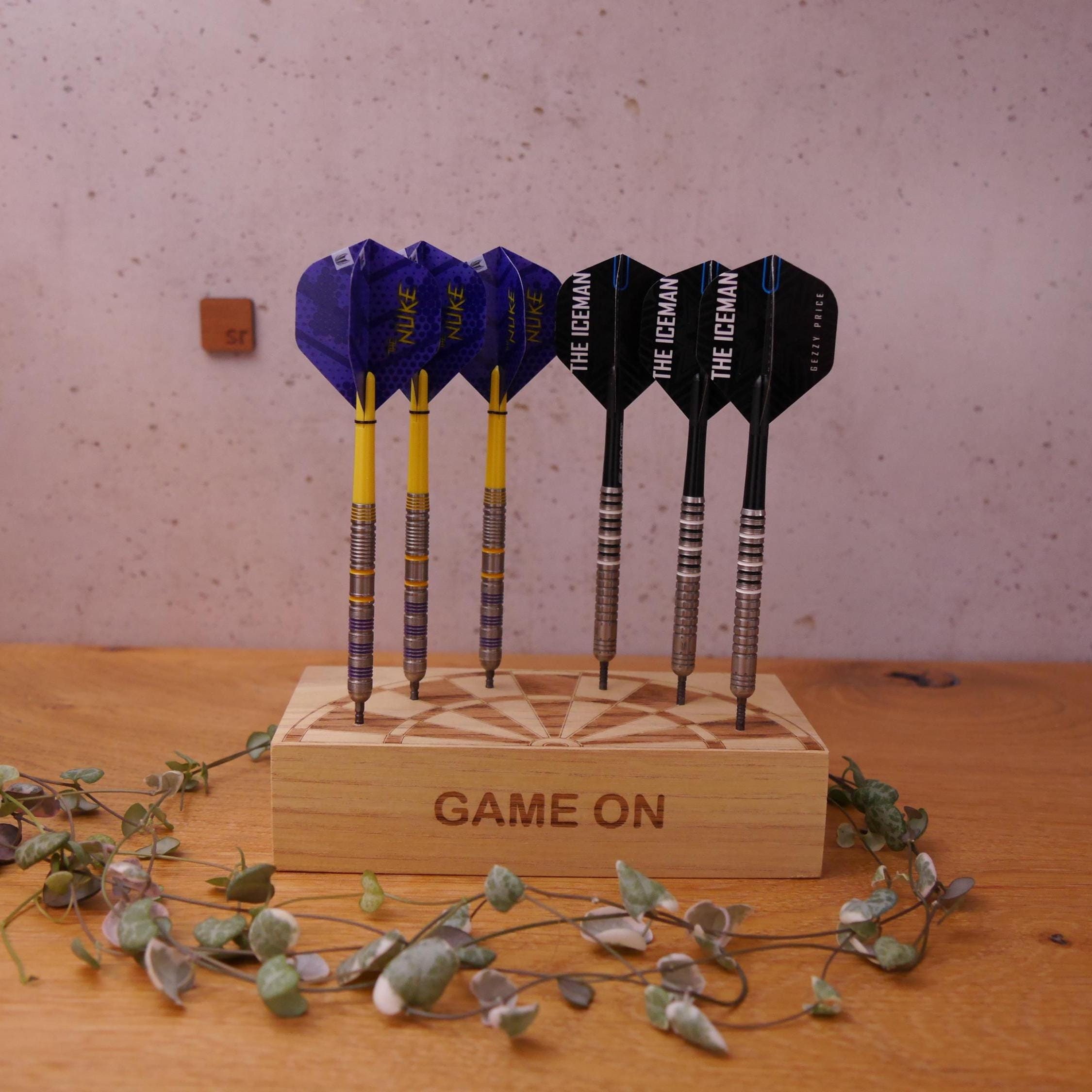 Wooden dart stand, personalized, dart holder, dart stand, robinia wood, 6 darts